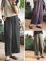 Women Casual Pockets Linen Pants